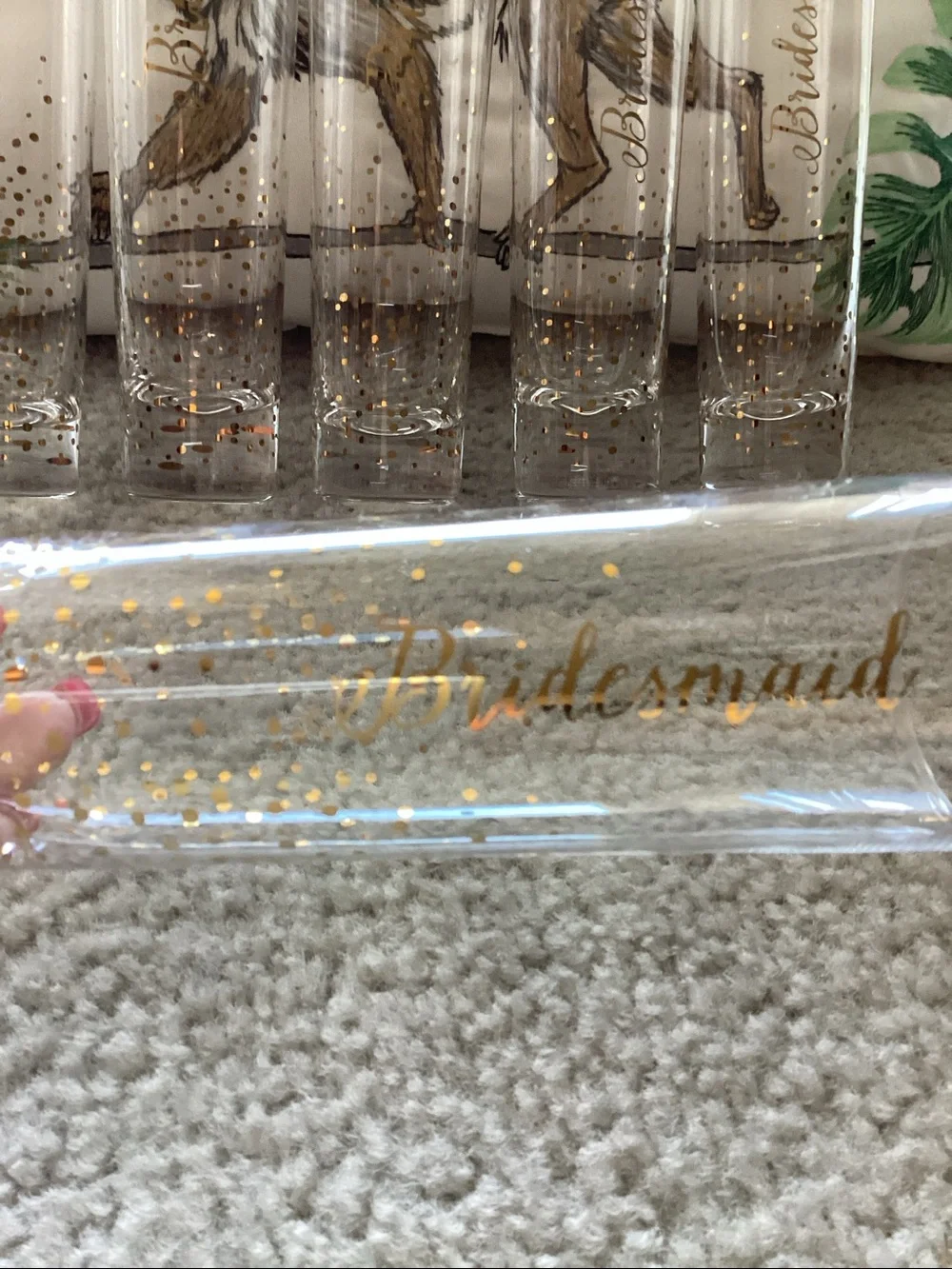 “Bride” & 'Bridesmaid' Champagne Toasting Glasses🥂 with Gold Script